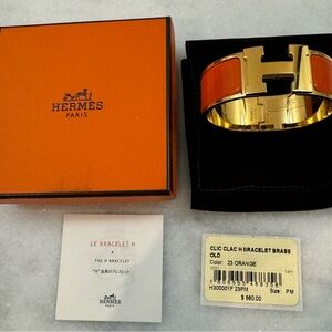 Hermes Clic Clac H Bracelet in Signature orange and gold